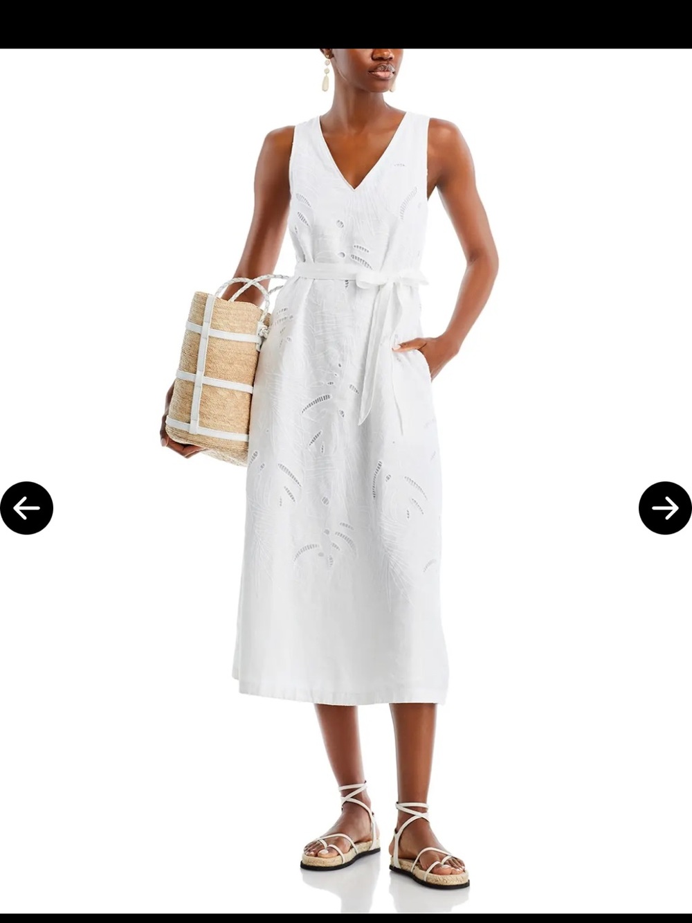 Tommy Bahama Sleeveless White Eyelet Midi Dress with XS/TP